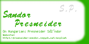 sandor presneider business card